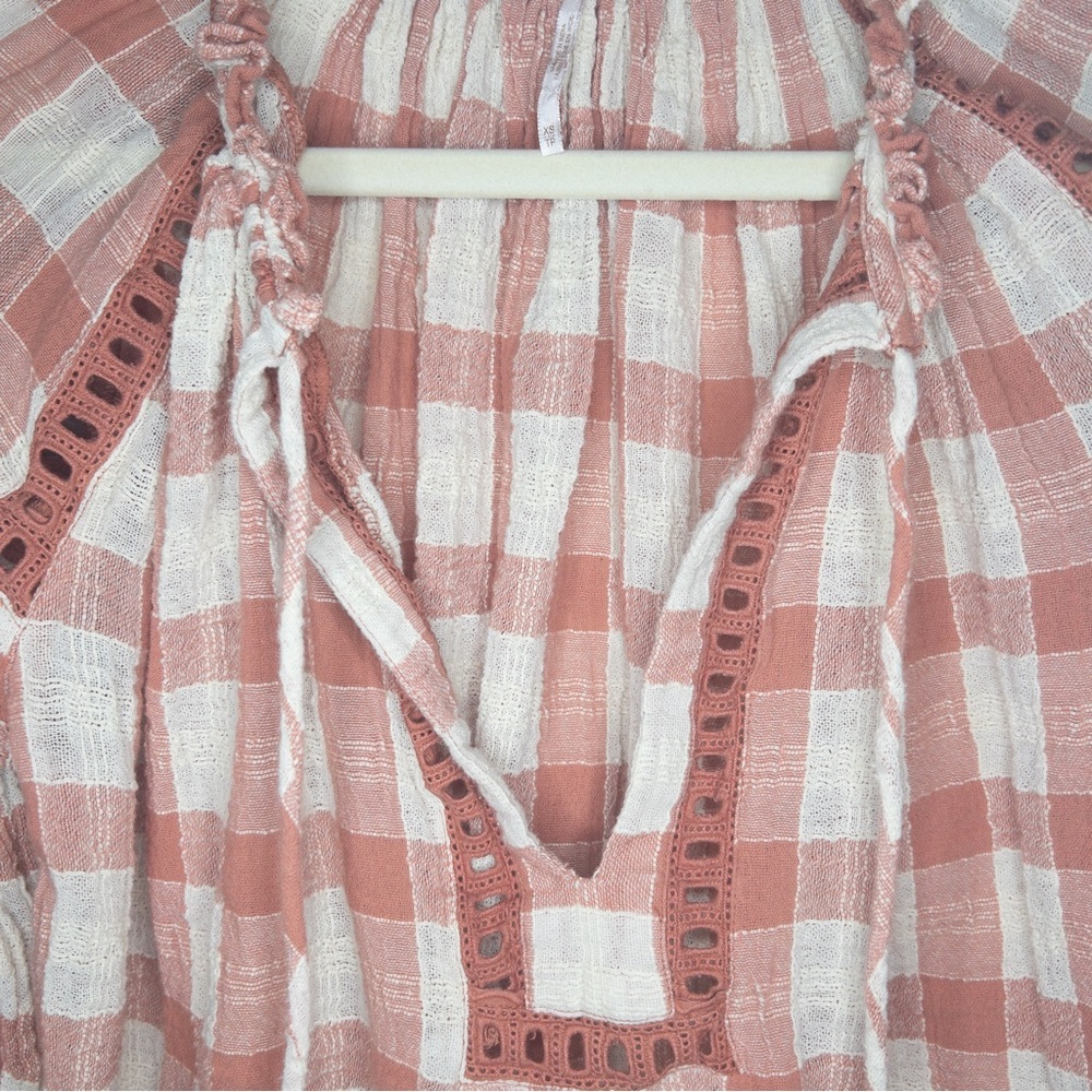 Free People Honey Grove Plaid Peasant Long Sleeve Blouse - Picture 7 of 10